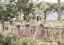 Bridesmaids in the gardens of Villa Cimbrone