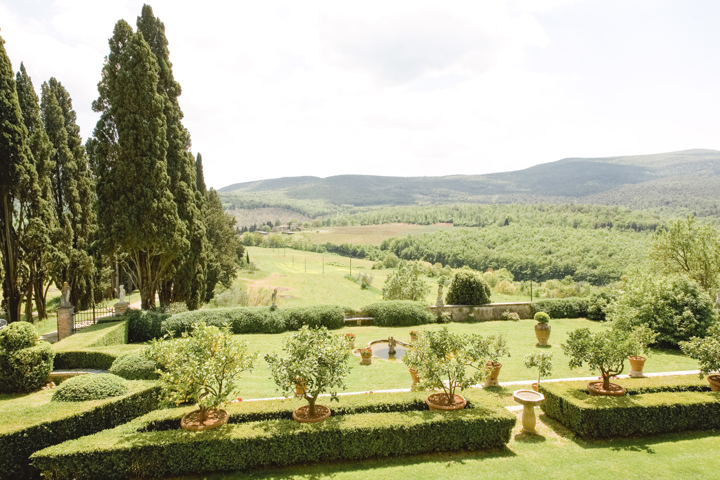 Gardens with view over the Tuscan hills