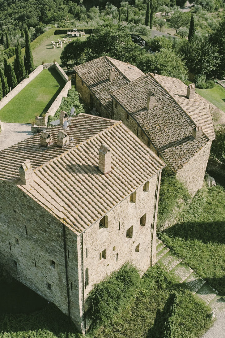 Aerial view of Vicarello castle