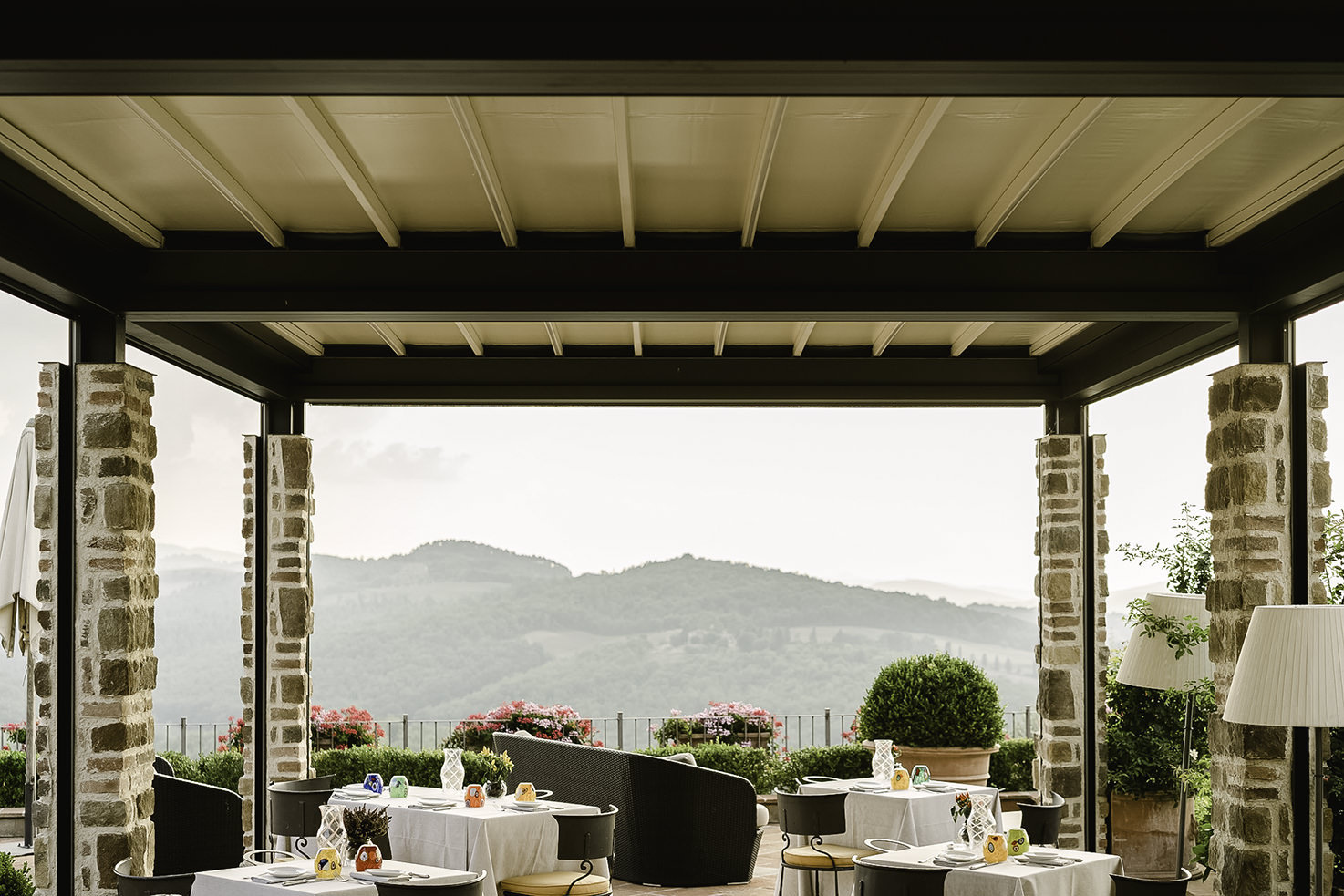View of the hills from the restaurant terrace