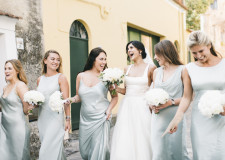 Bride and bridesmaids arriving at the ceremony