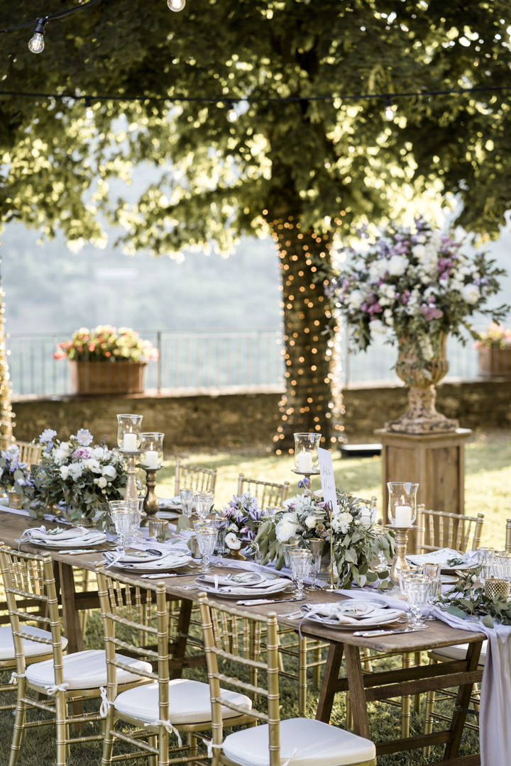 Wedding reception in the gardens of Meleto