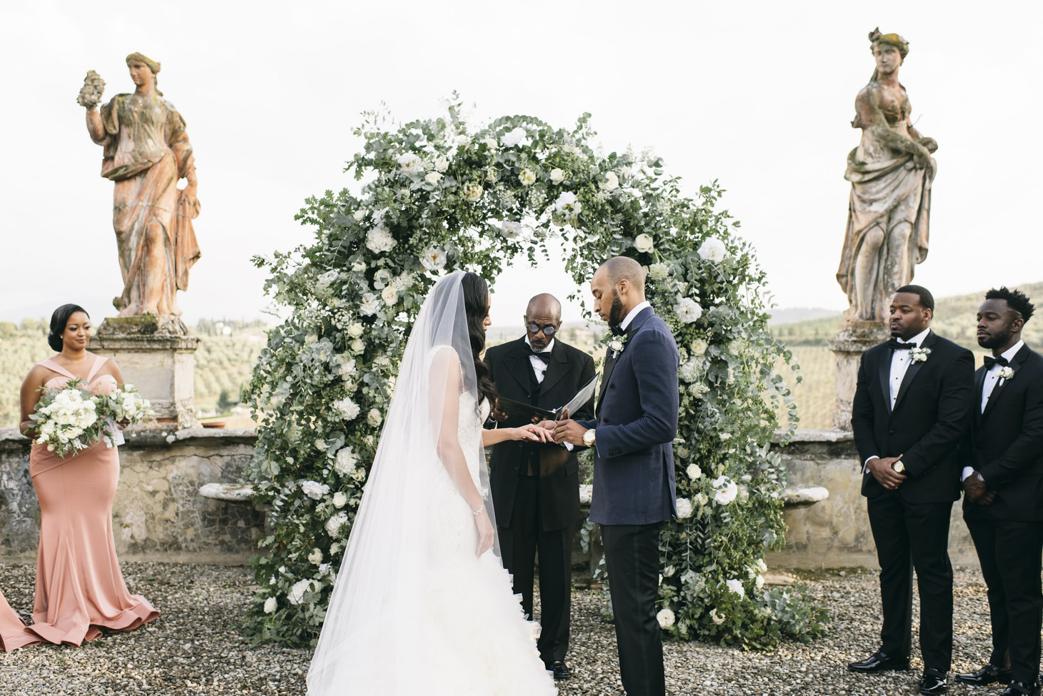 Outdoor wedding ceremony at Villa Corsini