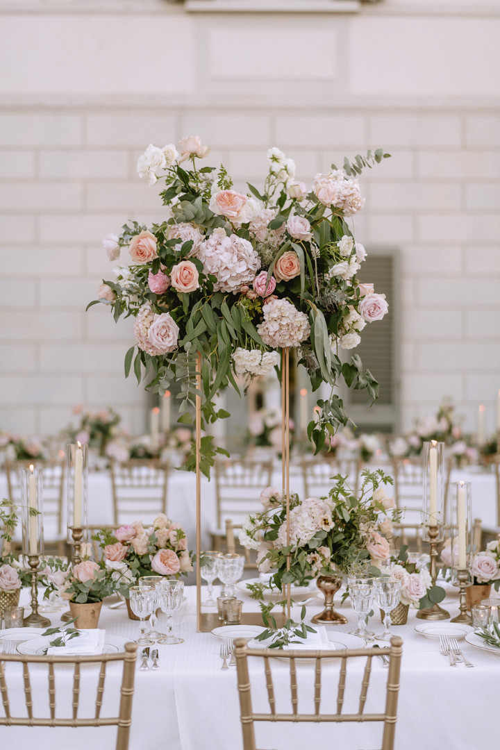 Floral decorations for wedding reception