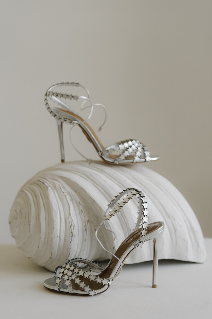 Bridal shoes with silver stars