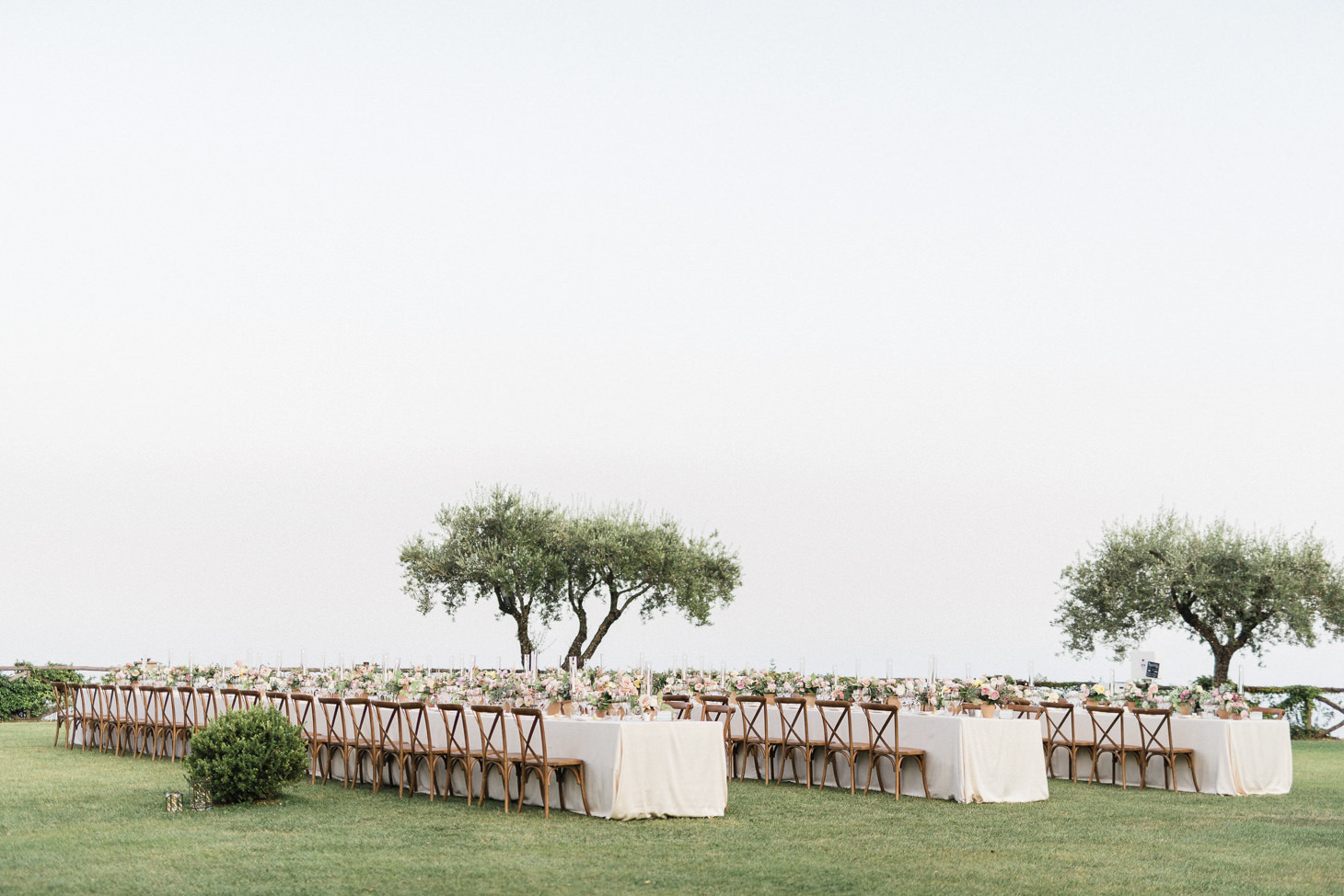 Wedding reception on a terrace overlooking the sea