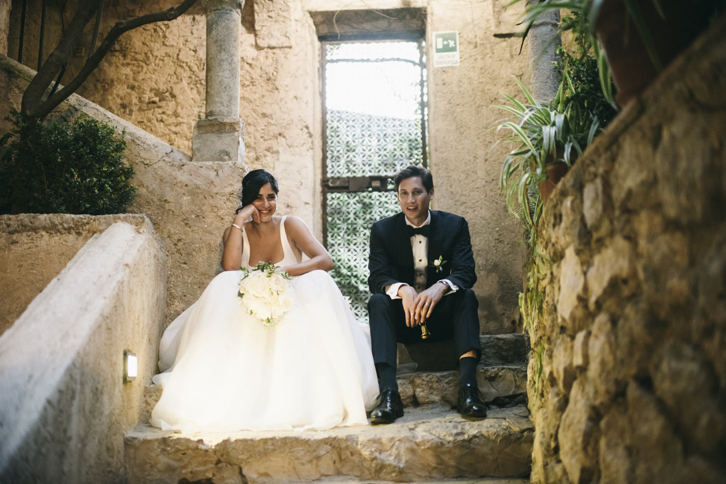 Bride and groom at Villa Cimbrone