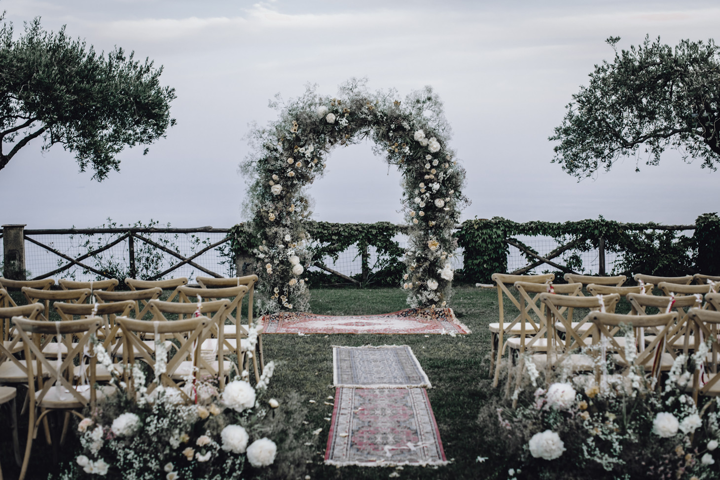 Flower arch for wedding ceremony