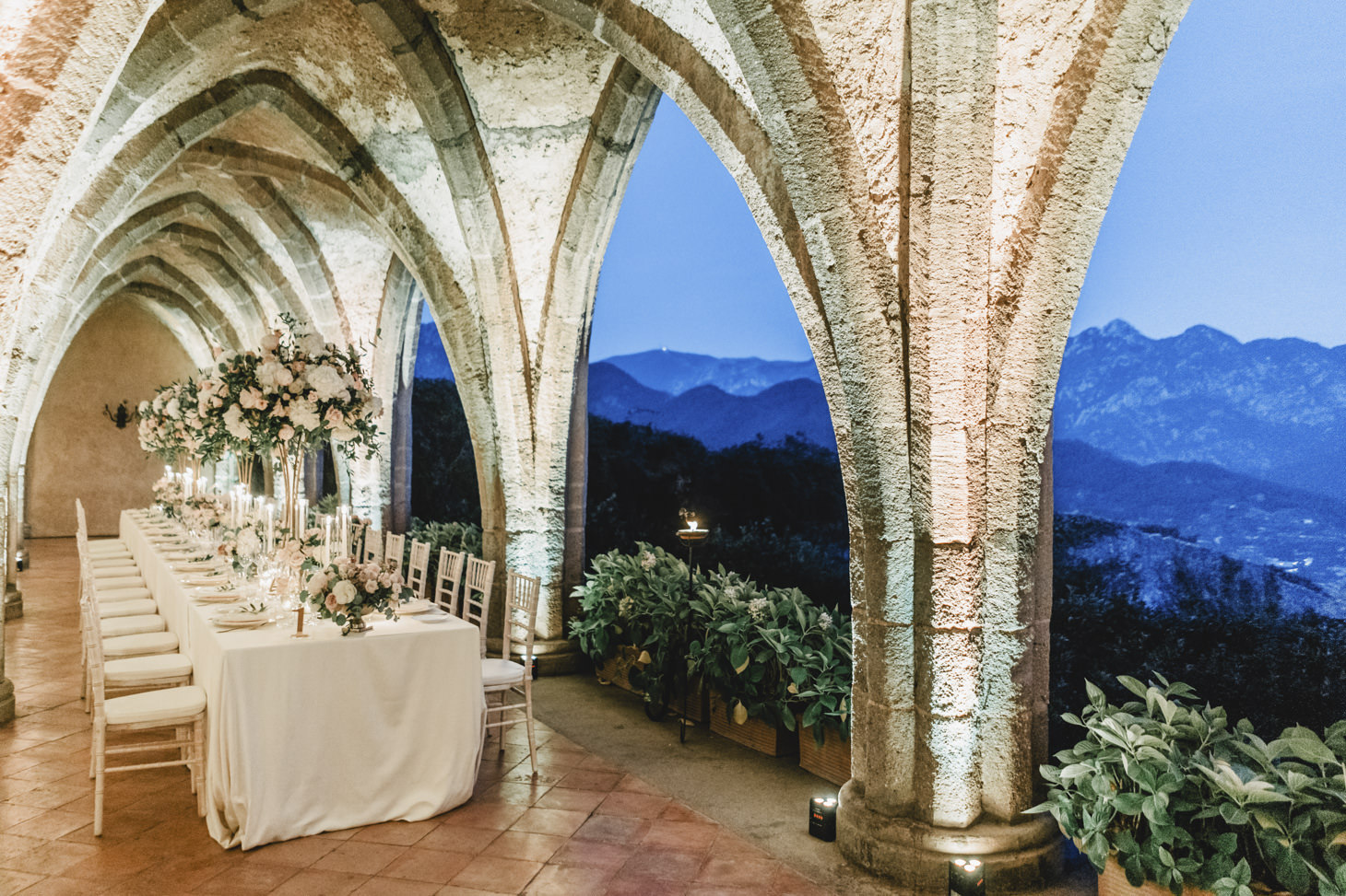 Wedding banquet in the crypt of Villa Cimbrone