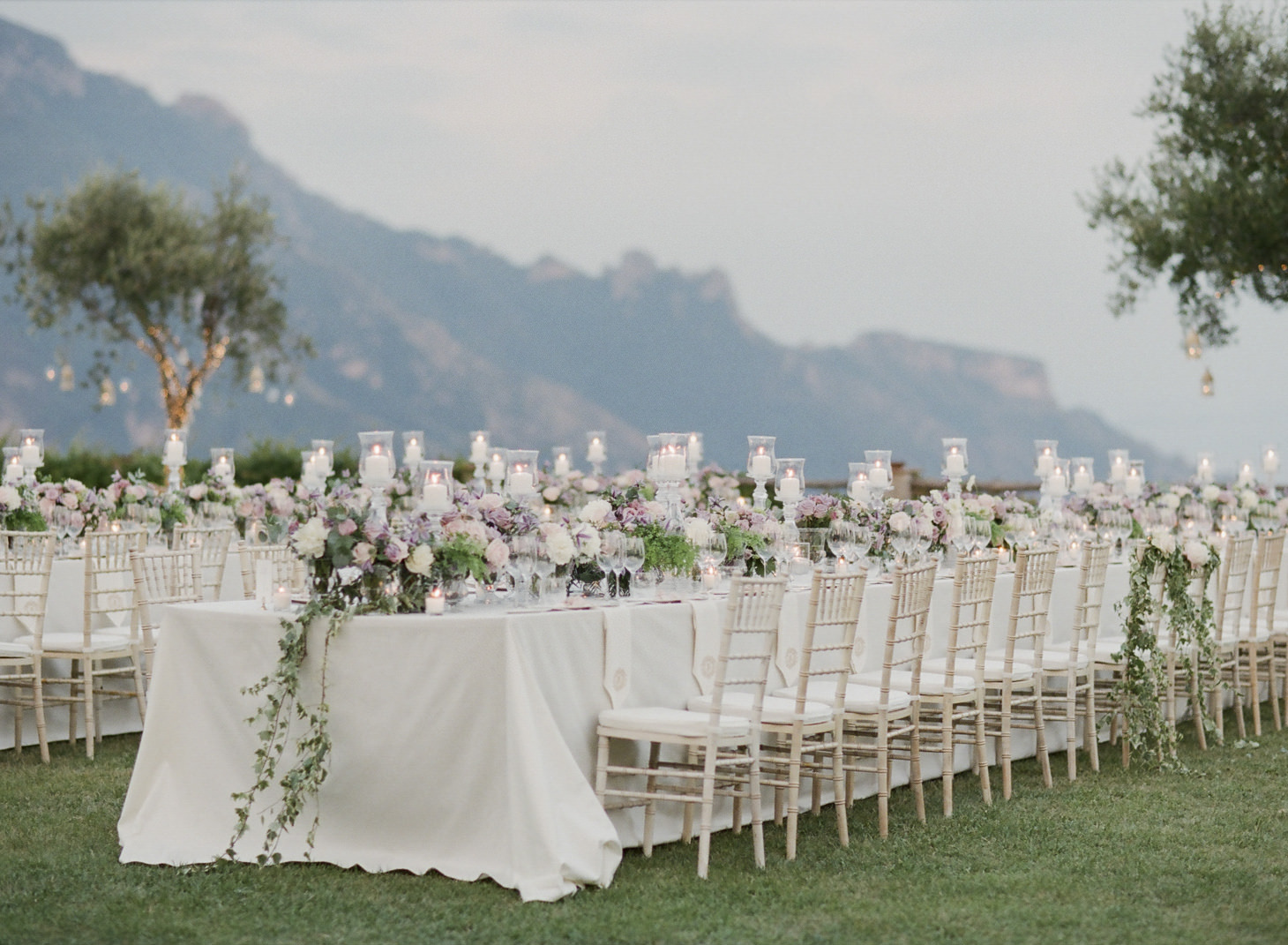 Wedding reception on a terrace with sea view
