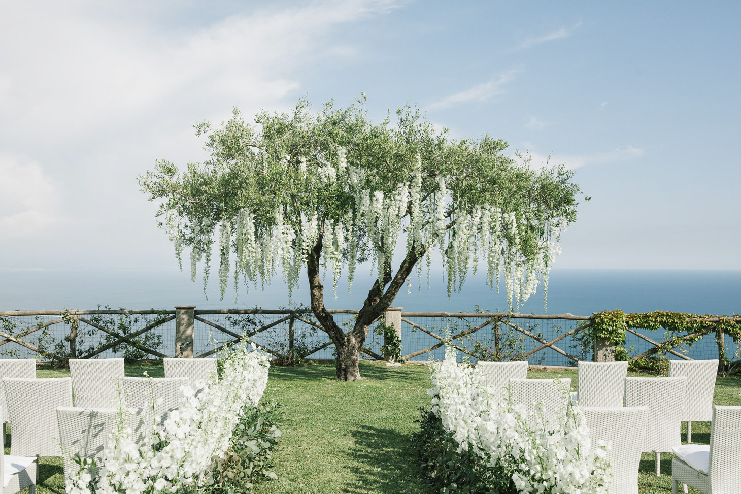 Wedding ceremony on a terrace with sea view