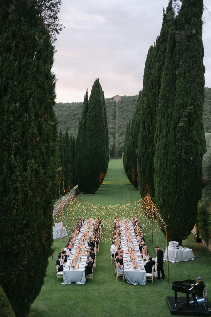 Wedding banquet setup in Villa Cetinale