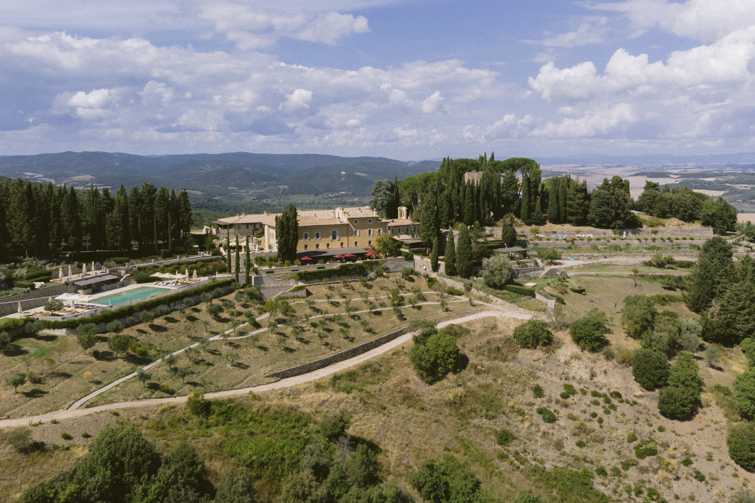 Aerial view of Castiglion del Bosco