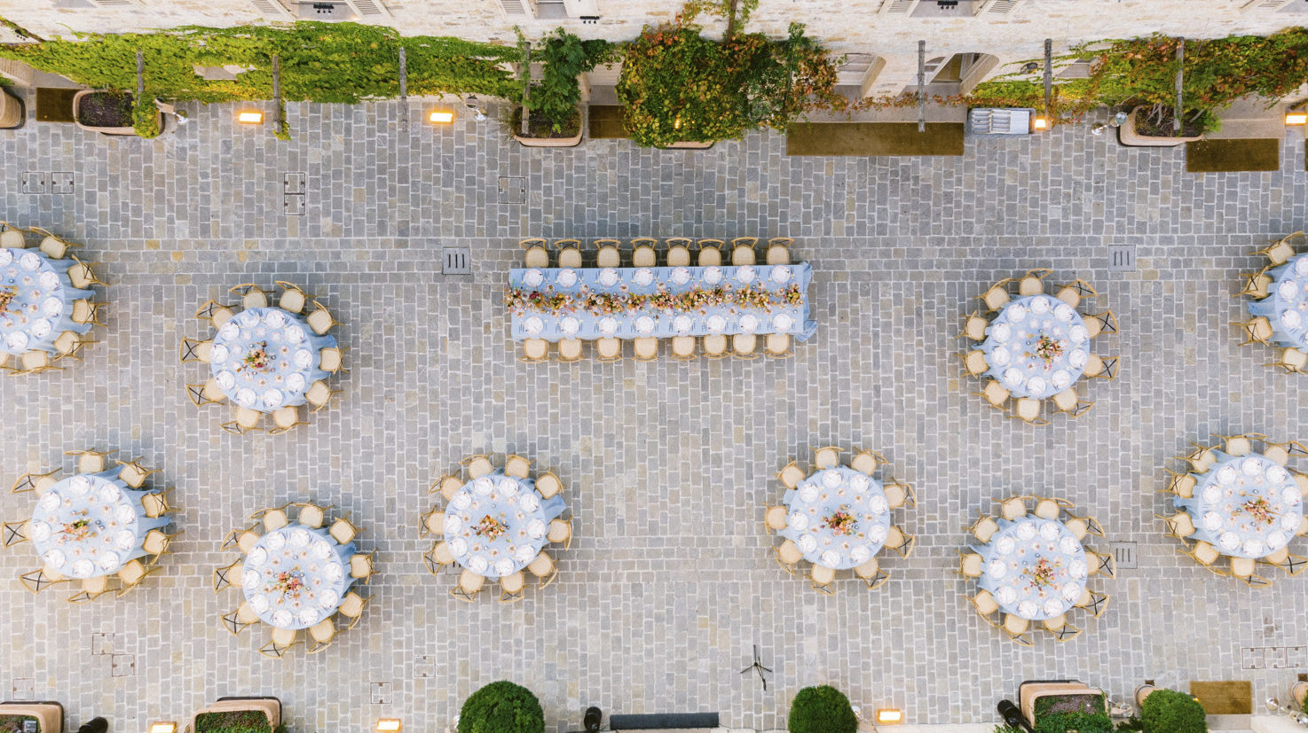 Aerial view of the wedding banquet
