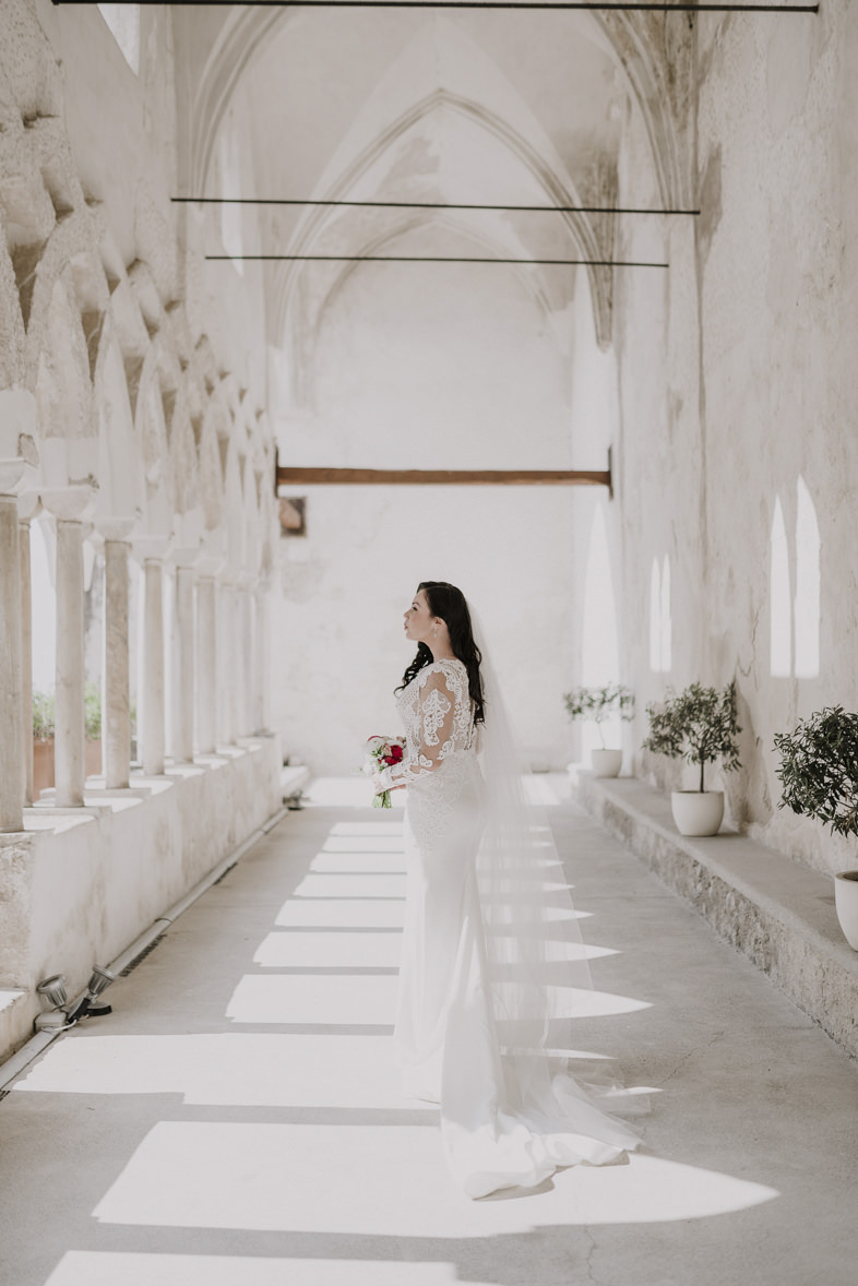 Bride in the ancient cloister