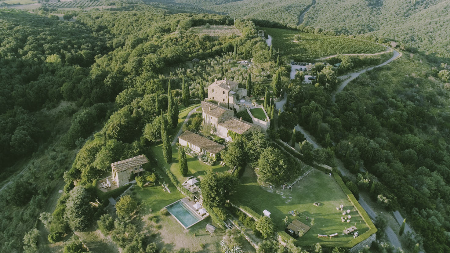 Aerial view of Castello di Vicarello