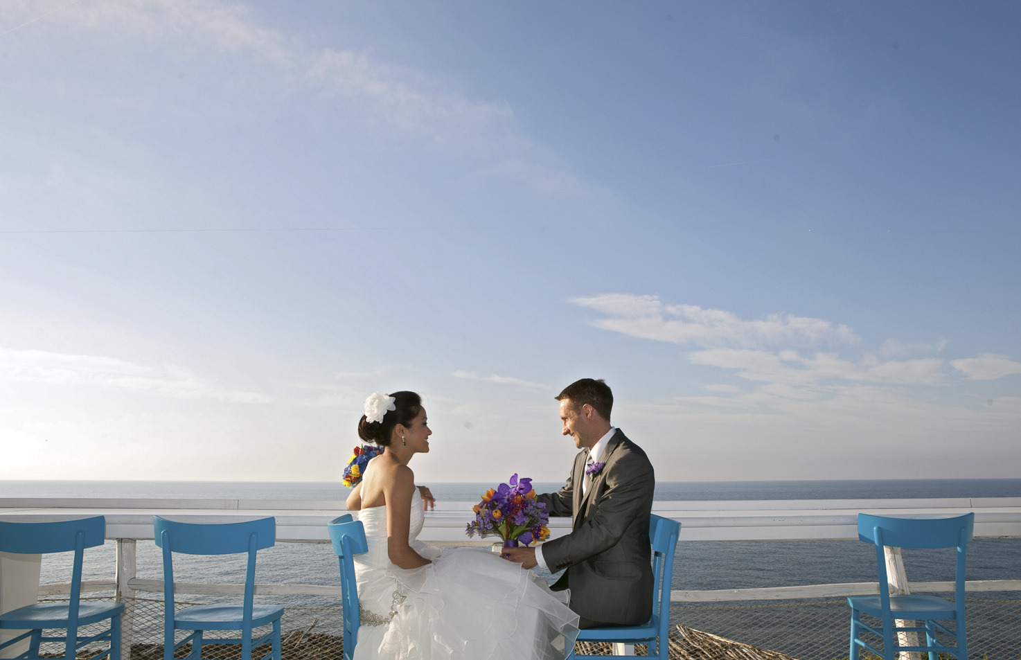 Bridal couple in Capri by the sea