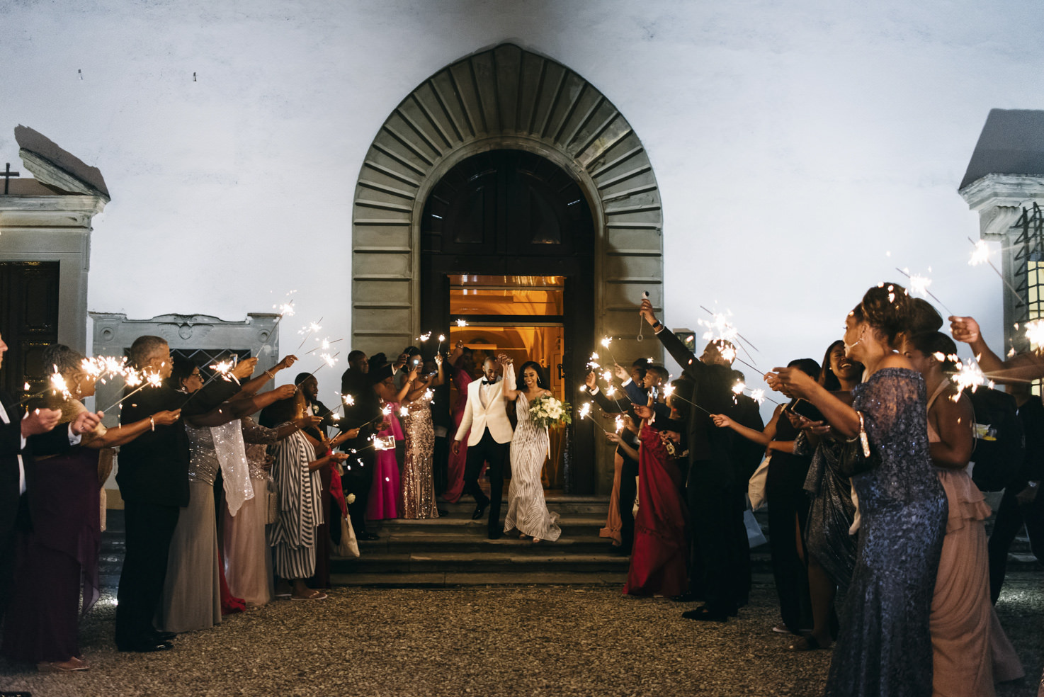 End of wedding reception at Villa Corsini