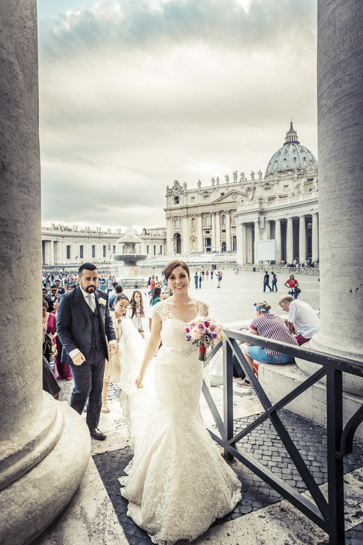 Bridal couple at St. Peter's Square in Rome