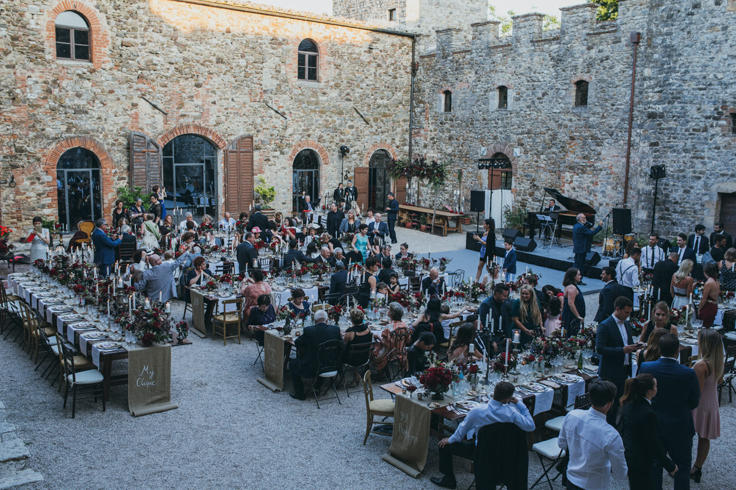 Wedding reception in the castle courtyard