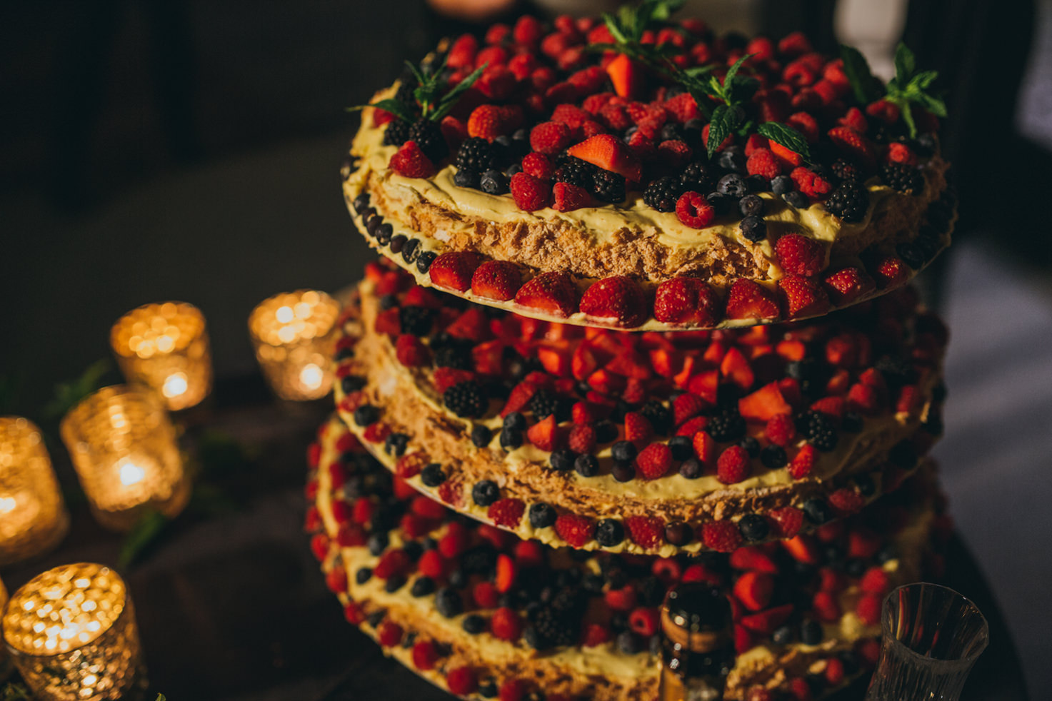 Wedding cake with red fruits