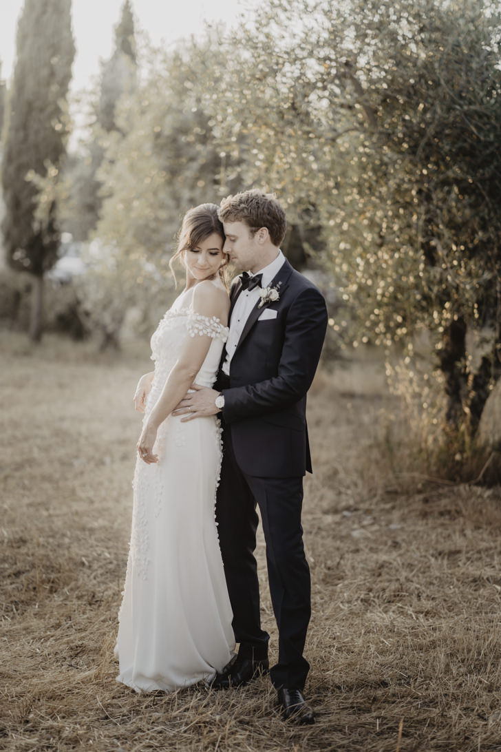 Bridal couple in the olive grove
