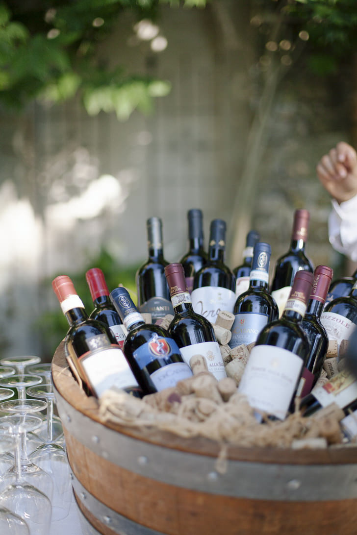 Bottles of Tuscan wine