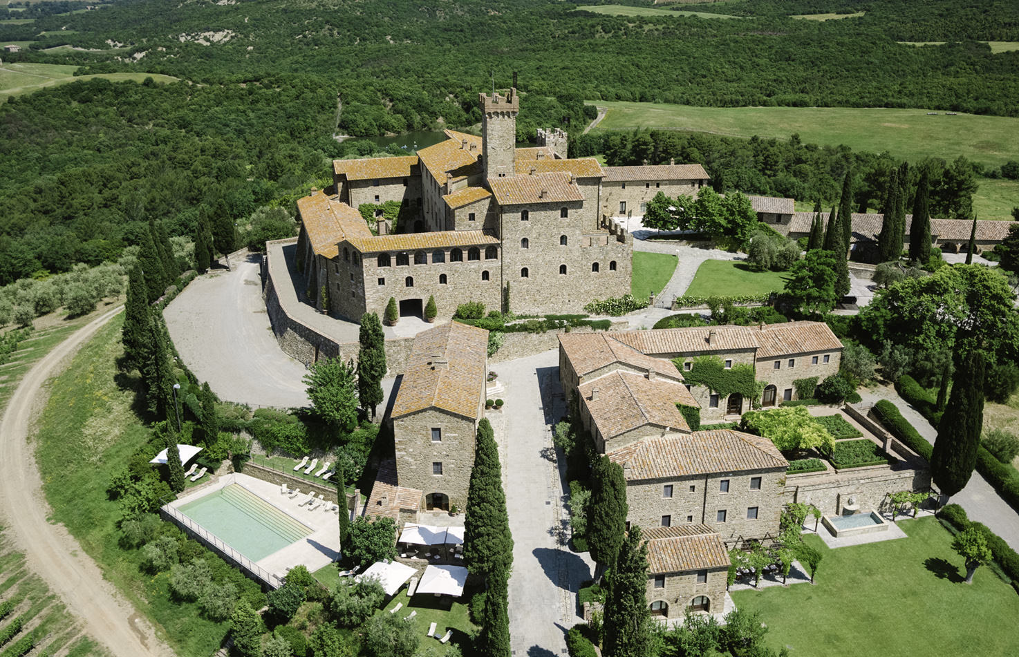 Aerial view of Castello Banfi