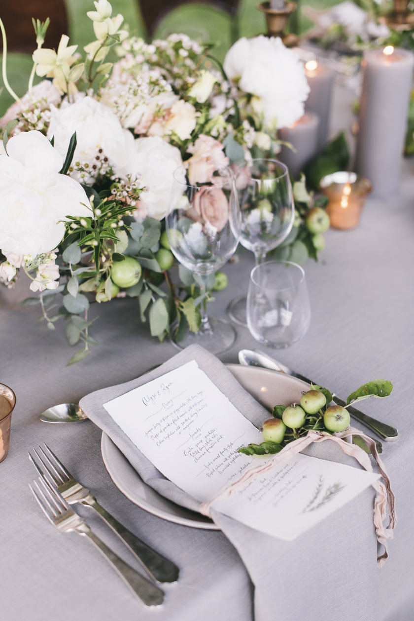 Table setting for Tuscany Wedding