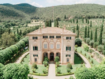 Aerial view of Villa Cetinale in Tuscany