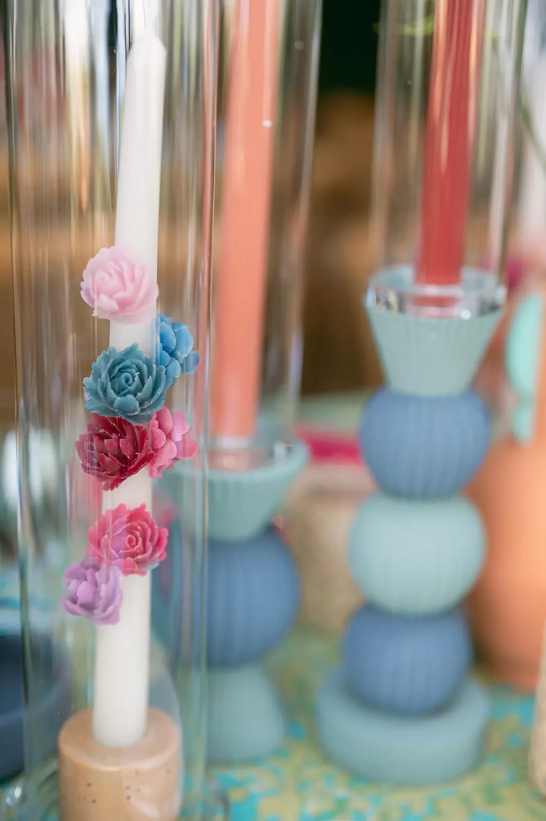 Delicate colored candles