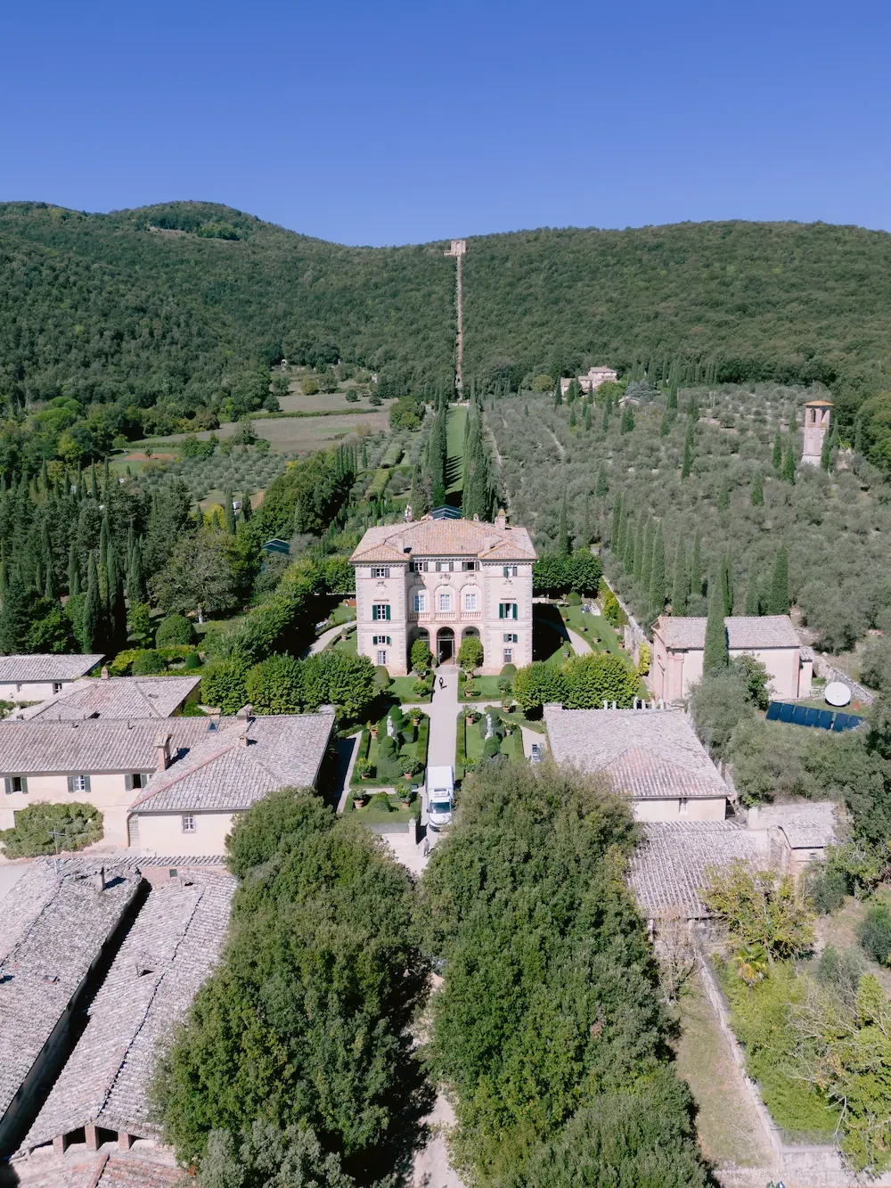 aerial view of villa cetinale in Siena