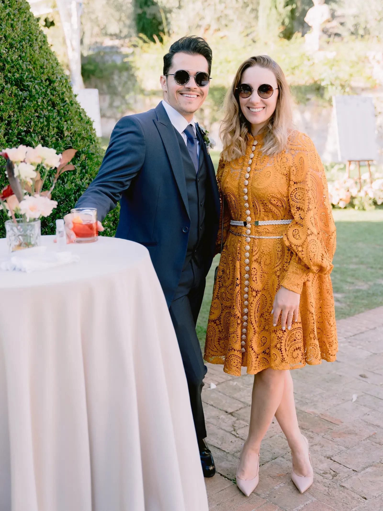 guests having a drink after the wedding ceremony