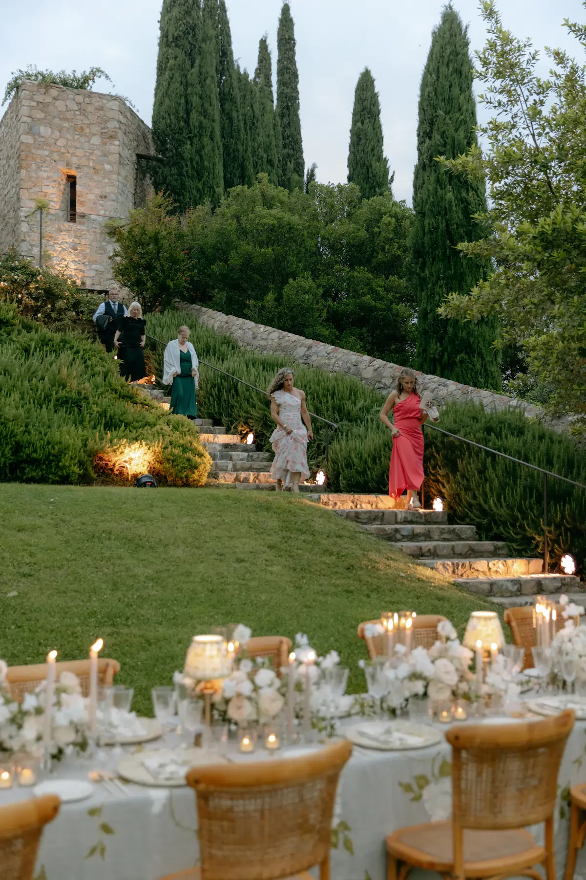 Castello Di Vicarello Tuscany Evening Wedding Reception Entrance