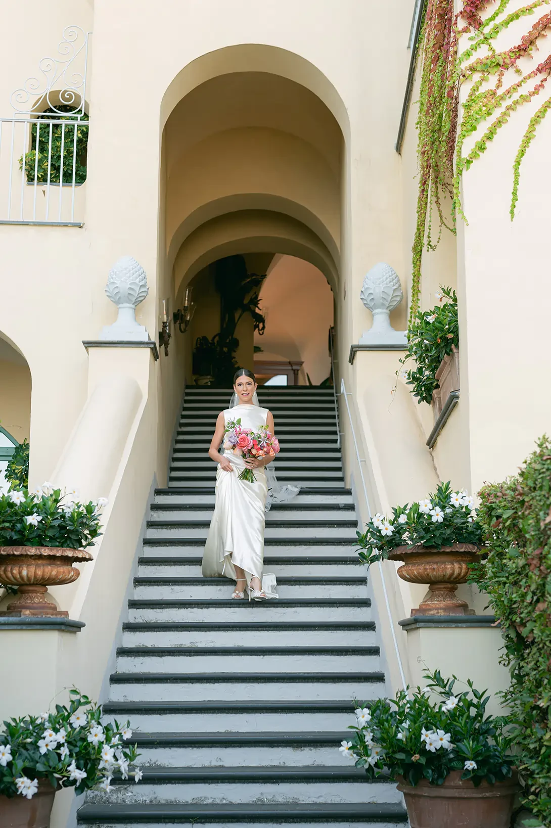 Bride heading to the ceremony in Ravello