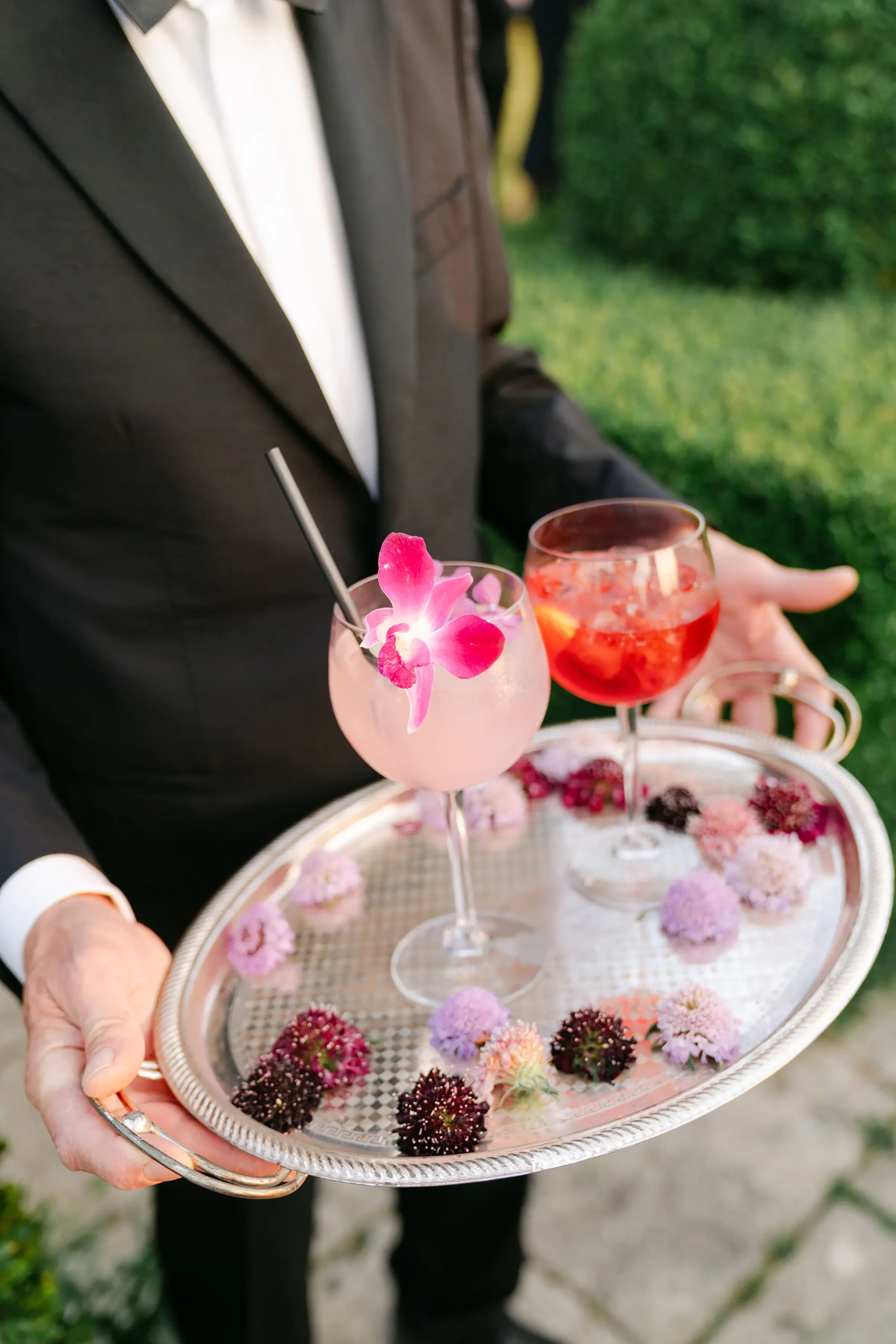 Wedding Signature Drinks Served On Silver Tray