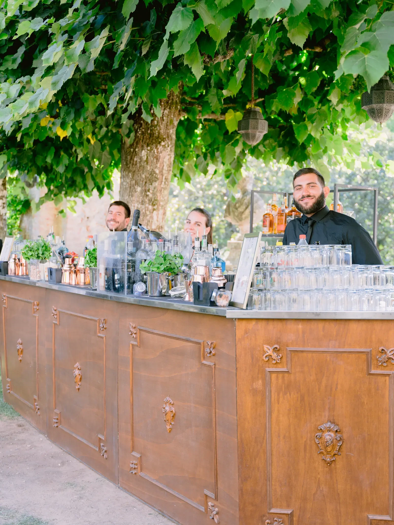 Drinks corner at wedding in Villa Cetinale