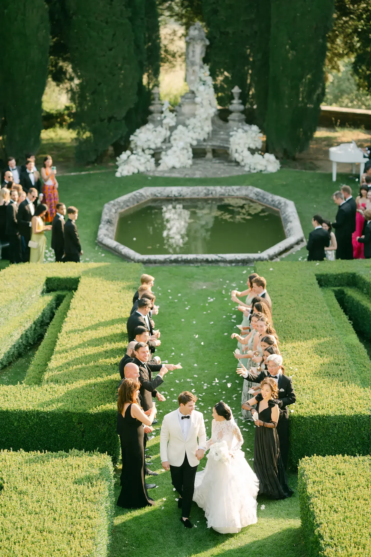 La Foce Tuscany Wedding Ceremony Exit Aerial View
