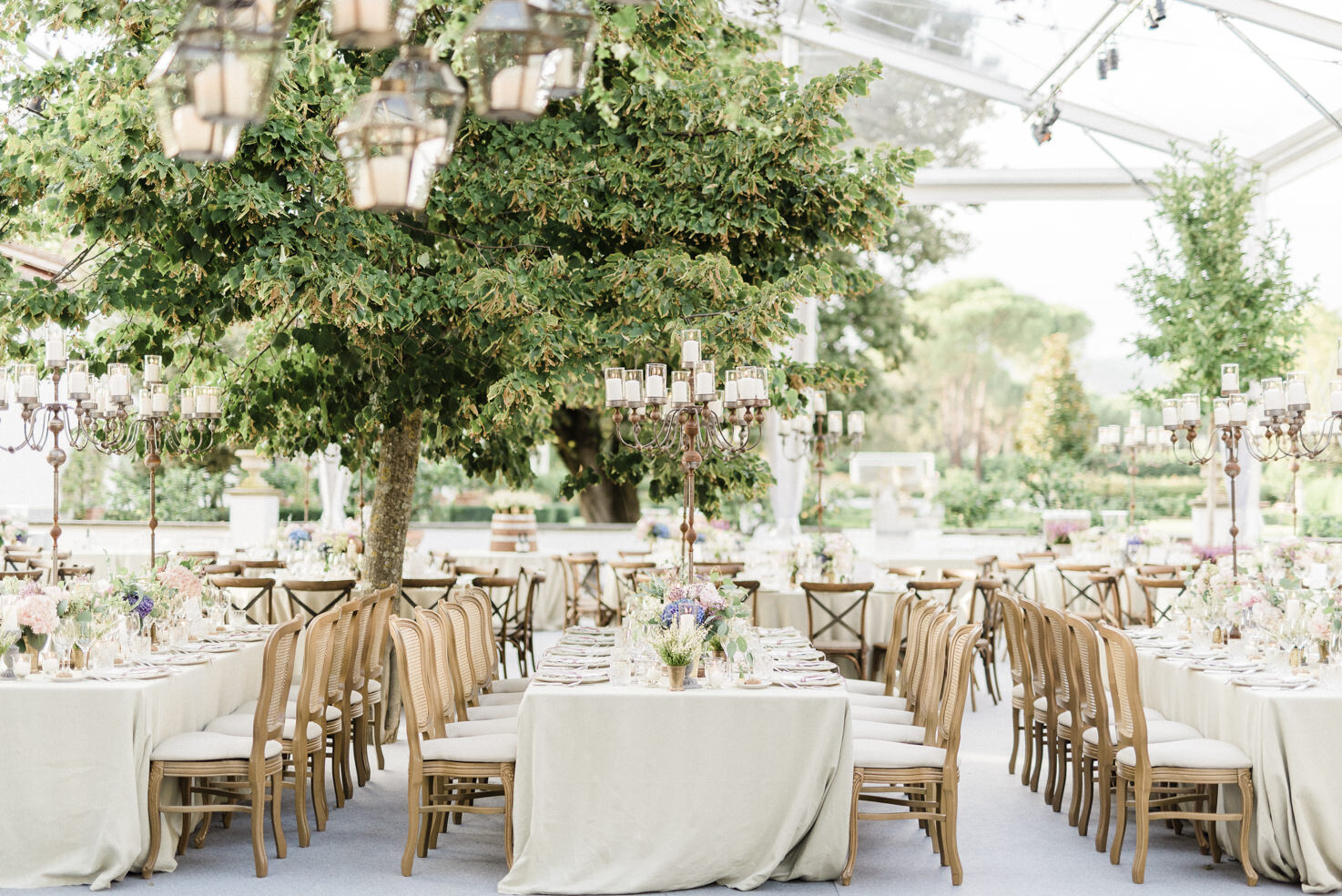 Tables for wedding banquet at Il Borro