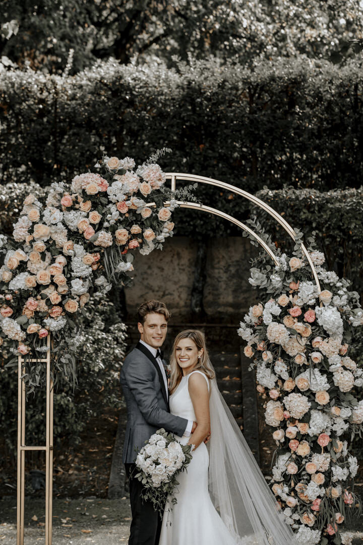 Flower arch for wedding ceremony