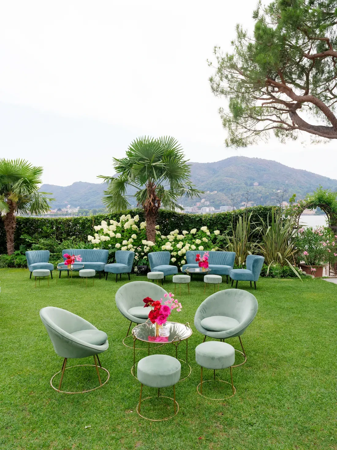 Sofa Garden for Sangeet celebration in Villa Balbiano