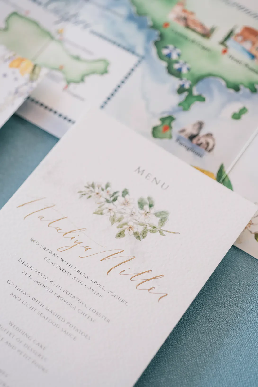 Watercolor wedding menu