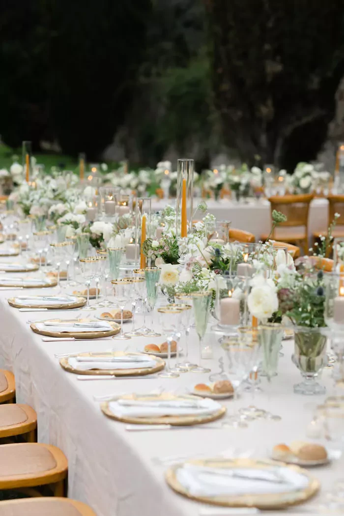 Elegant tablescape for a wedding dinner in Tuscany