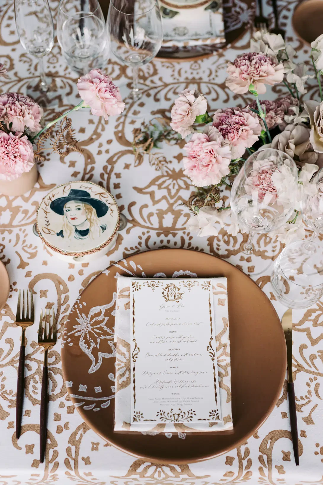 Table setting for wedding in Italy