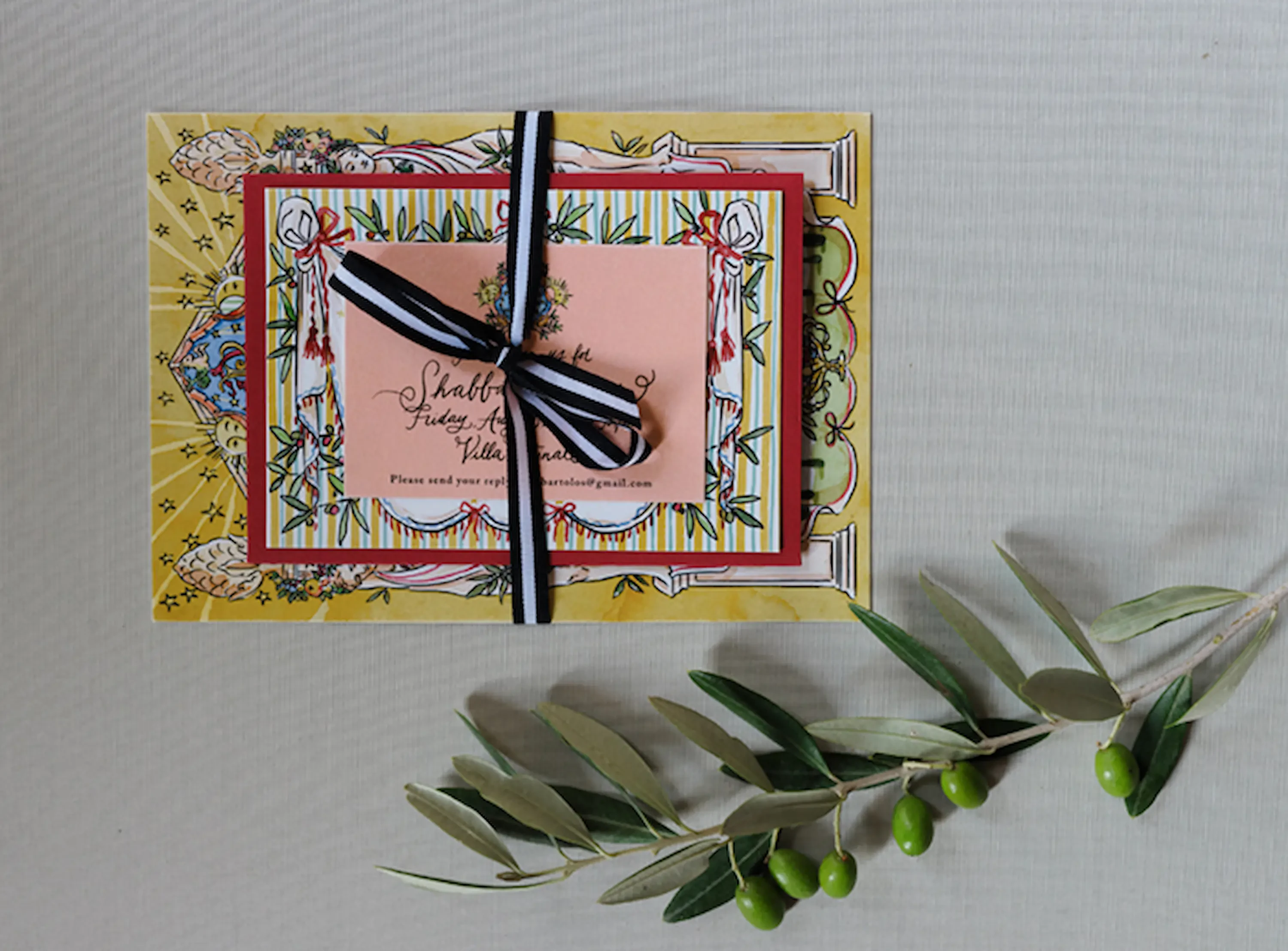 Handwritten tationery for wedding at Villla Cetinale