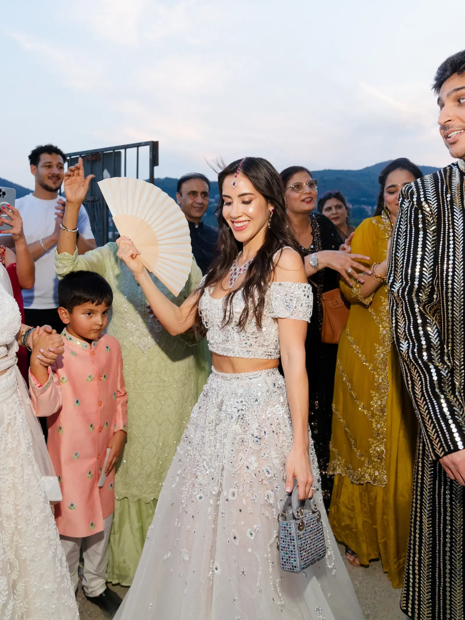 Bride with guests at Sangeet Celebration