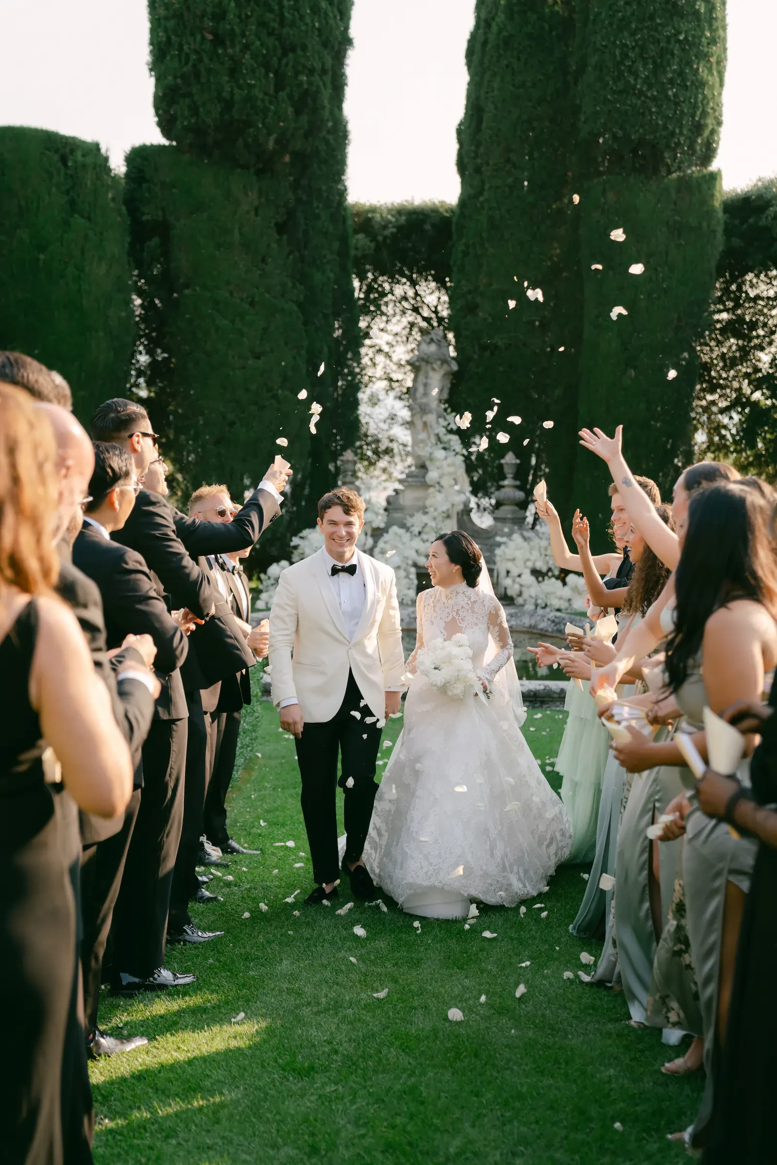 Bride And Groom Petal Toss Wedding Recessional
