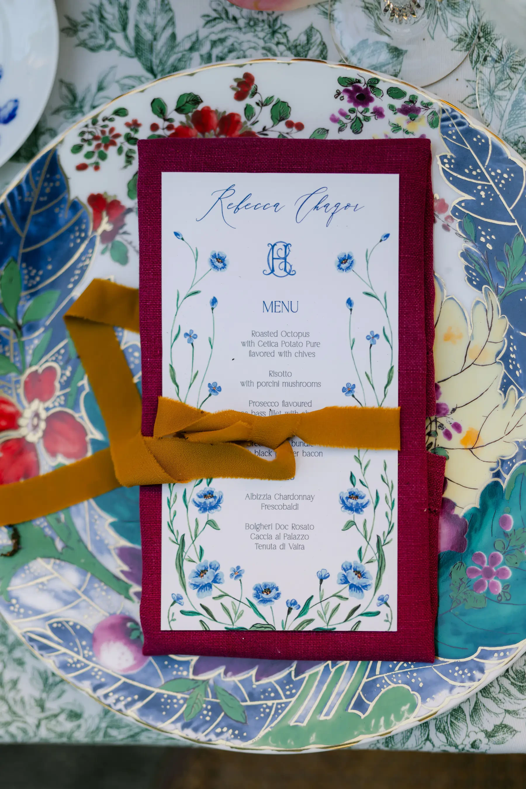 Wedding Menu Card And Place Setting Detail