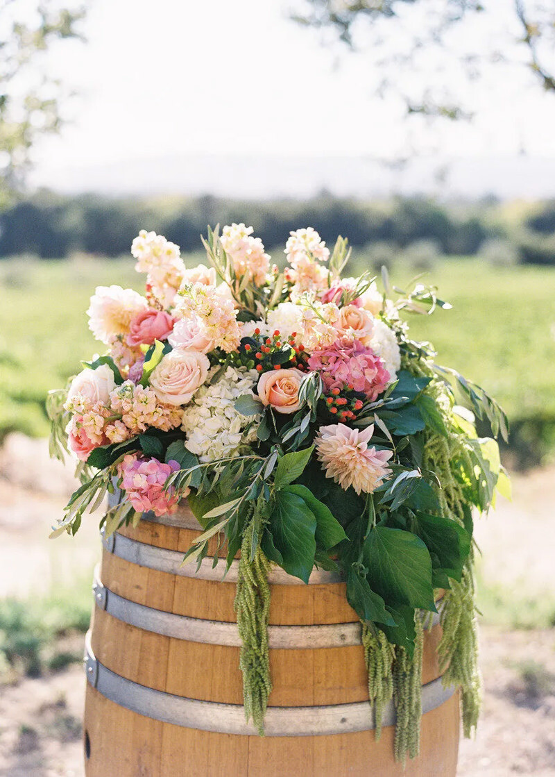 Wedding Decor with Wine Barrels