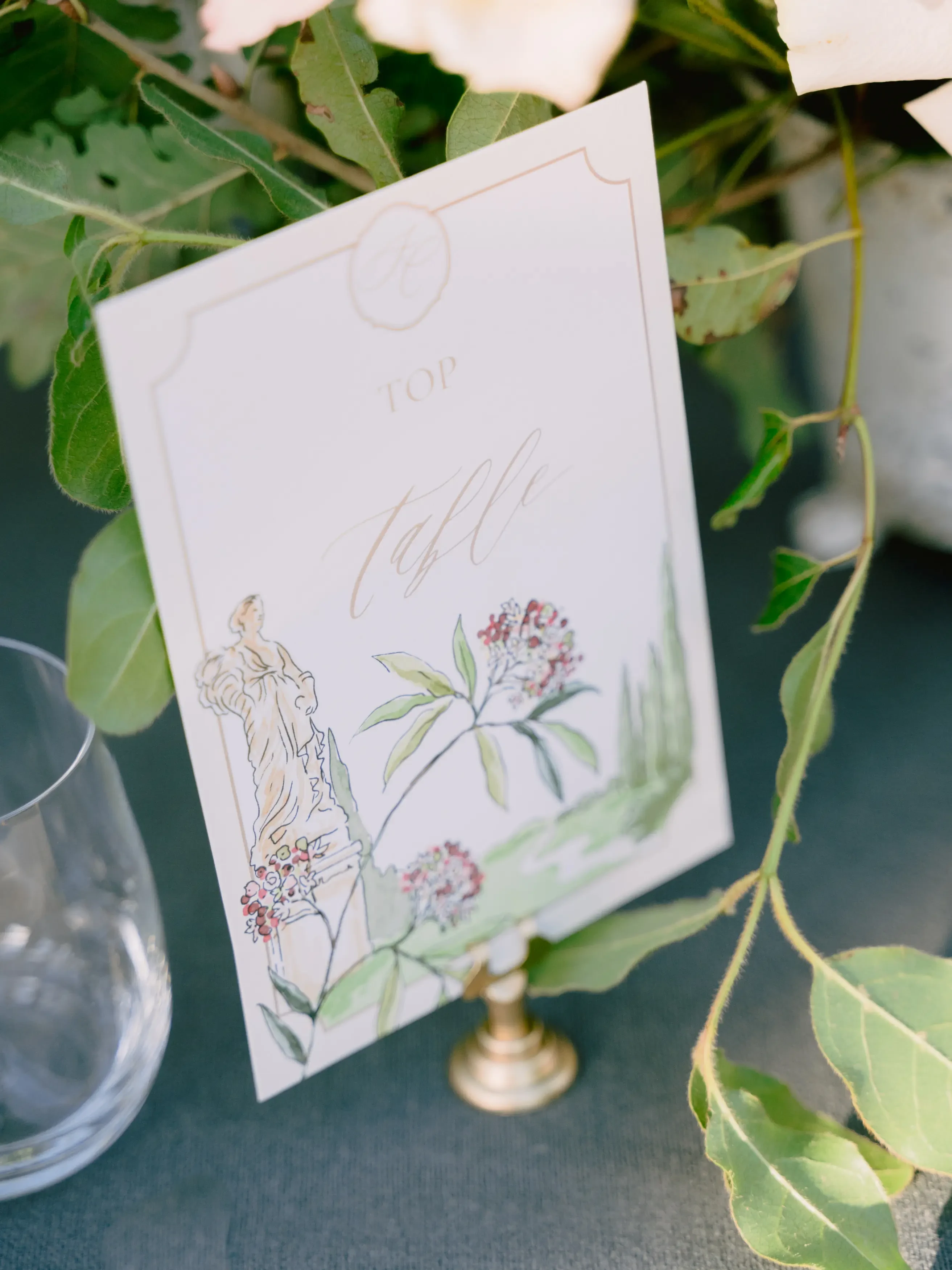 Wedding dinner stationery in Villa Cetinale in Siena